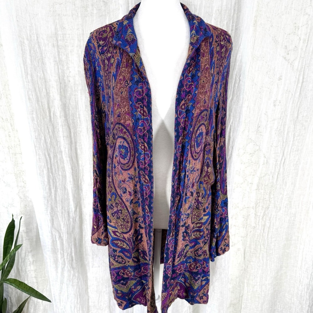 Arnhem Boho Duster Jacket M Tapestry Print Kimono Whimsigoth Indie Paisley Open